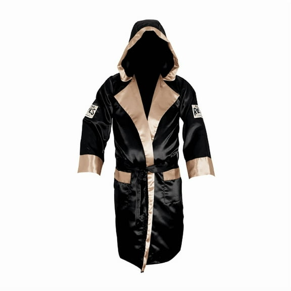 Cleto Reyes Satin Boxing Robe with Hood for Men and Women (X-Large, Black Gold)