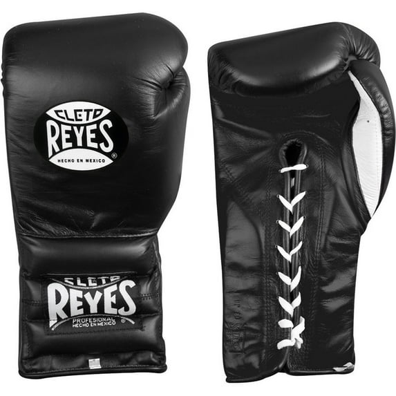 Cleto Reyes Traditional Lace Up Training Boxing Gloves - 18 oz - Black