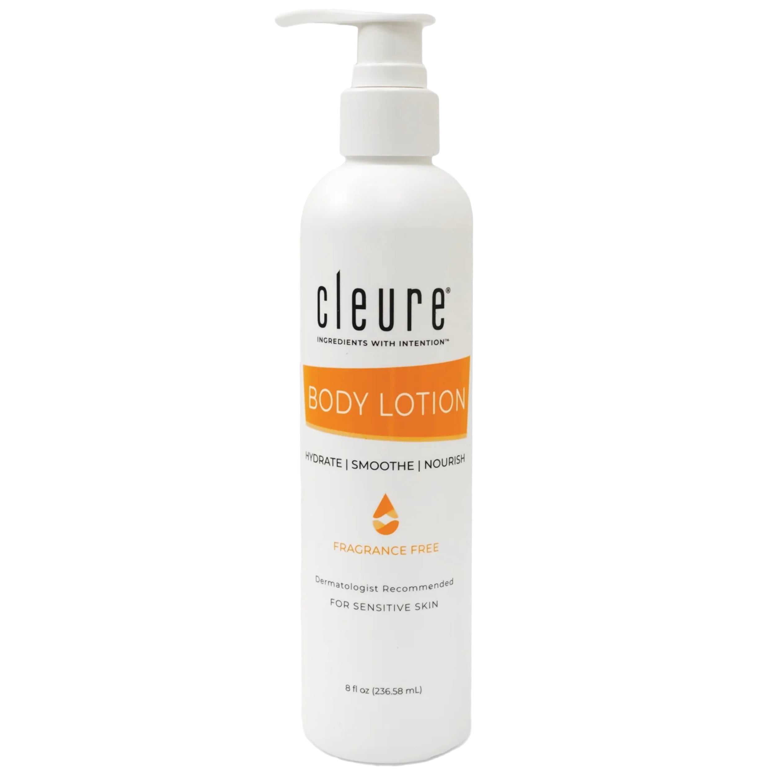 Cleure Hydrating Body Lotion for Sensitive/Dry Skin, Fragrance-Free, with Shea Butter & Vitamin E, 8 oz