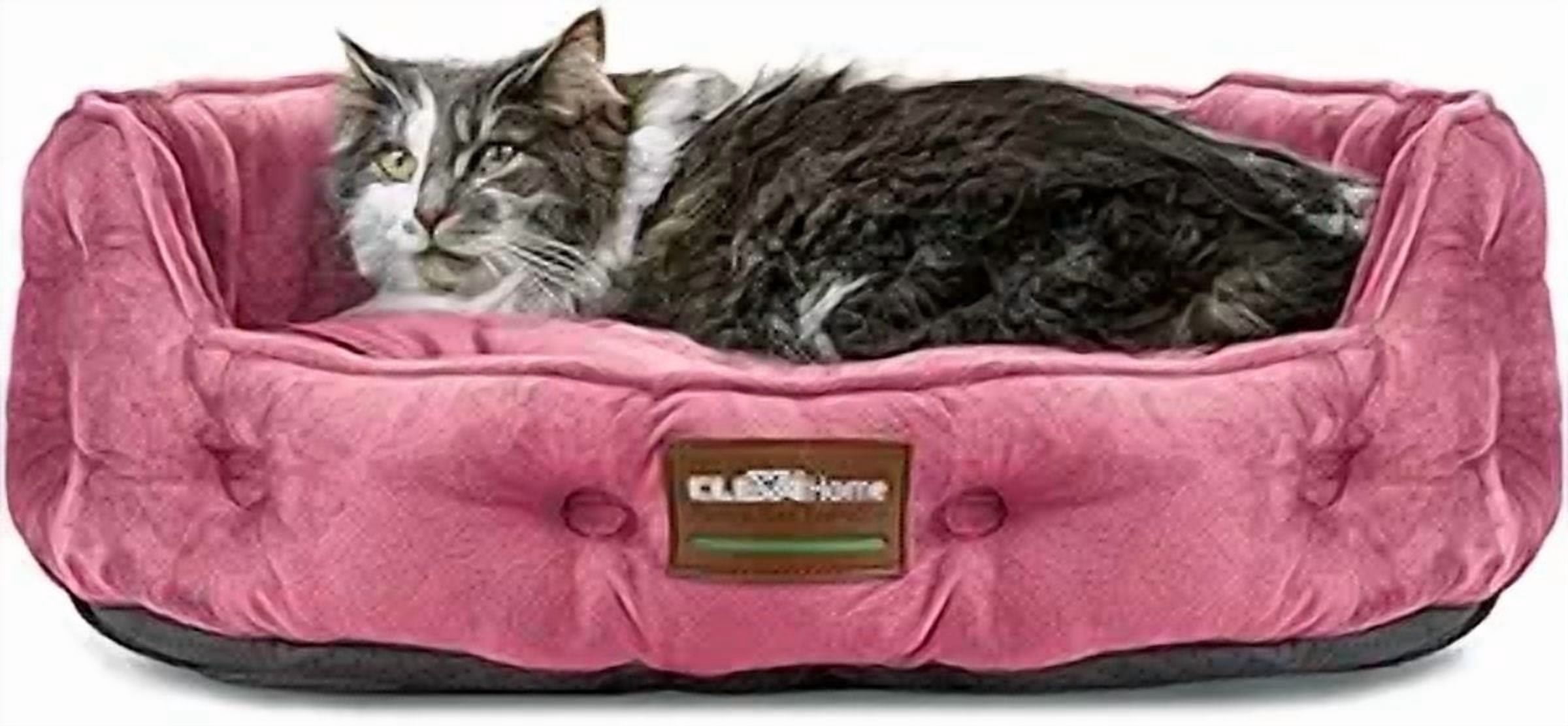 ClevaHome Cat Dog Bed for Small Pets up to 15lbs - Round Cat Beds for Indoor Cats, Machine Washable Comfortable Pet Bed for Puppy and Kitten with Non-Slip Bottom (Plum Pink)