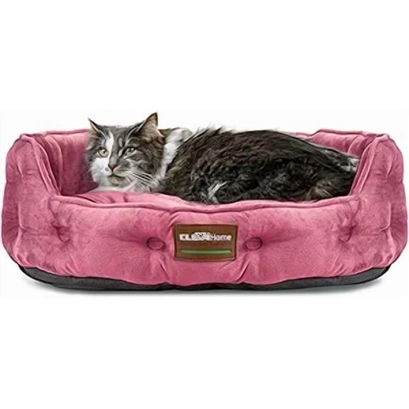 ClevaHome Cat Dog Bed for Small Pets up to 15lbs - Round Cat Beds for Indoor Cats, Machine Washable Comfortable Pet Bed for Puppy and Kitten with Non-Slip Bottom (Plum Pink)