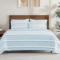 thumbnail image 1 of ClevaHome 3-Piece Twin Microfiber Classic Stripe Bed Sheet Set, Super Soft, Breathable Stripe Bedding with 17 inches Deep Pocket, Glacier Stripe, 1 of 7