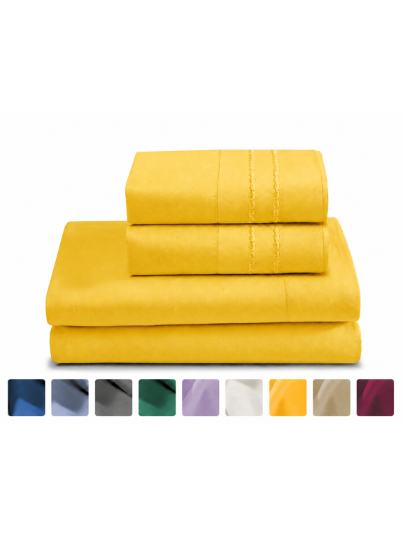 CH Queen Sheet Set, 4-Piece Bed Sheets for Queen Size Bed, Lightweight & Super Soft Easy Care Microfiber– Shrinkage & Fade Resistant Bedding Set with 14'' Deep Pockets (Mustard)