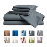 CH 6-Piece Queen Luxury Bed Sheet Set - Soft, Wrinkle & Fade Resistant Microfiber Bedding with 14" Deep Pocket & Embroidery, Quarry