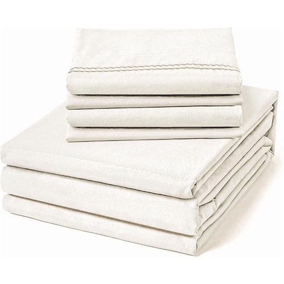 ClevaHome 6-Piece Queen Luxury Bed Sheet Set - Soft, Wrinkle & Fade Resistant Microfiber Bedding with 14" Deep Pocket & Embroidery, Crystal White