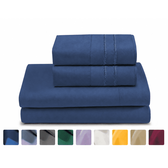 CH Sheet Set Queen Size, 4-Piece Bedding, Lightweight & Super Soft Easy Care Microfiber– Shrinkage & Fade Resistant Bedding Set with 14'' Deep Pockets (Navy Blue)