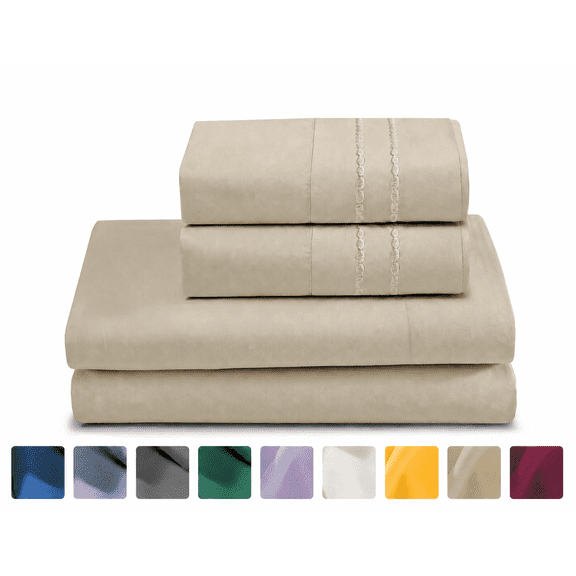 CH Sheet Set Queen Size, 4-Piece Bedding, Lightweight & Super Soft Easy Care Microfiber– Shrinkage & Fade Resistant Bedding Set with 14'' Deep Pockets (Sandy Beige)