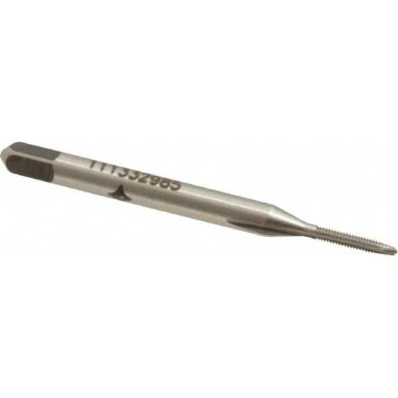 Cleveland #0-80 UNF H2 2 Flute Bright Finish HSS Spiral Point Tap Plug Chamfer, Right Hand Thread, 1.688" OAL, 0.31" Thread Length, 2B Class of Fit, Series 1011