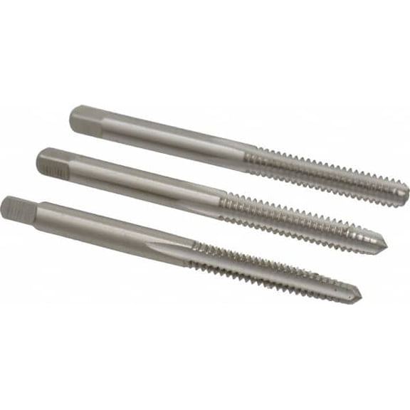 Cleveland #10-24 UNC 3 Flute Tap Set, 0.5" Thread. Bottoming Plug Taper Chamfer