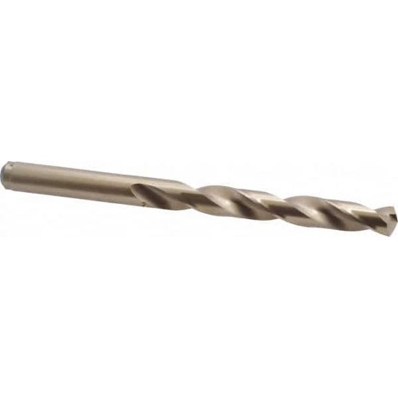 Cleveland 10.2mm 135 Cobalt Jobber Drill Oxide/Gold Finish, Right Hand Cut, Spiral Flute, Straight Shank, 5.24" OAL, Split Point