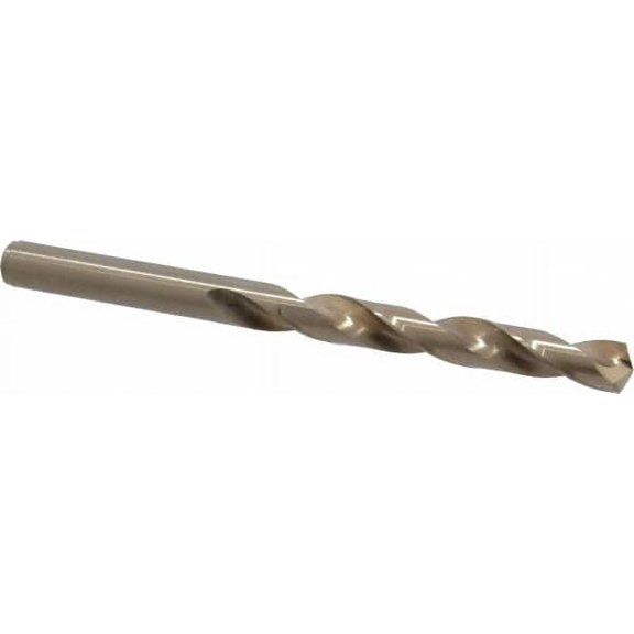 Cleveland 10mm 135 Cobalt Jobber Drill Oxide/Gold Finish, Right Hand Cut, Spiral Flute, Straight Shank, 5.24" OAL, Split Point