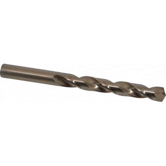 Cleveland 13mm 135 Cobalt Jobber Drill Oxide/Gold Finish, Right Hand Cut, Spiral Flute, Straight Shank, 5.94" OAL, Split Point