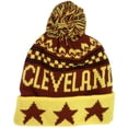 thumbnail image 1 of Cleveland Adult Size Winter Knit Beanie Hats (Gold/Wine Stars), 1 of 1
