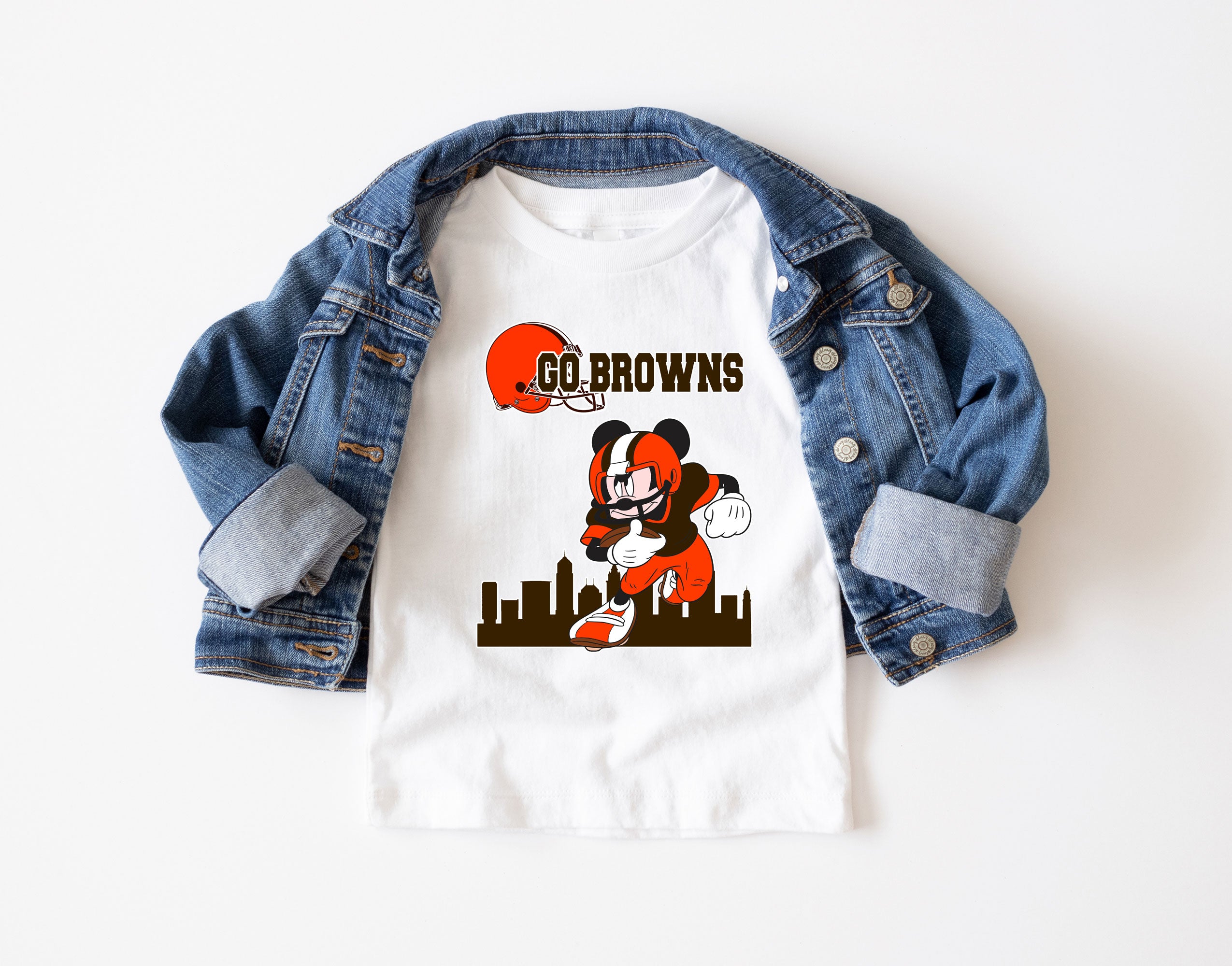 Cleveland B.R.O.W.N.S Mickey Football Shirt Shirt, Size M, Tee White