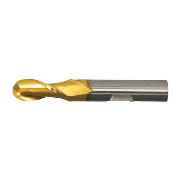 2-Flute HSS Ball Nose Single End Mill Cleveland HG-2B-TN TiN 5/16x3/8x3/4x2-1/2