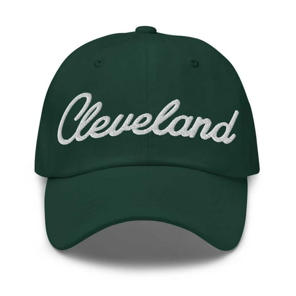 Cleveland Baseball Cap Cleveland Dad Hat Bold Script California CA Hat Embroidered Souvenir Gift Spruce