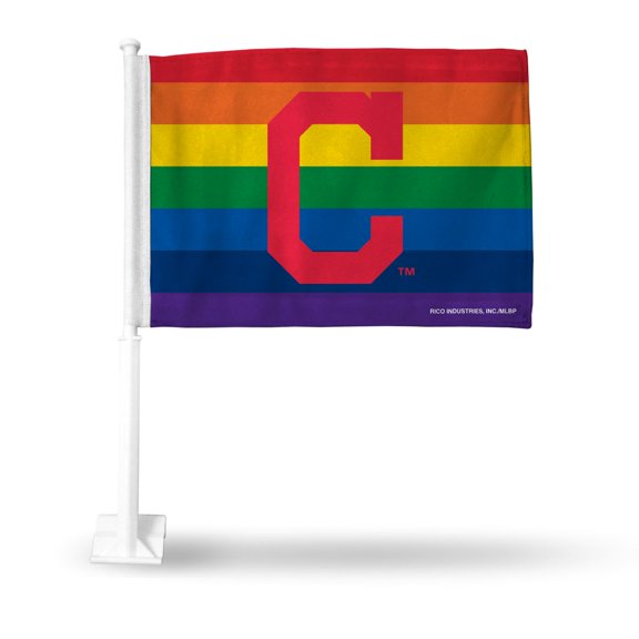Cleveland Baseball Indians LGBTQ Gay Pride 14x19 Double Sided Window Mount Car Flag