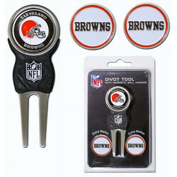 Team Golf NFL CLEVELAND BROWNS Divot Tool Pack With 3 Golf Ball Markers