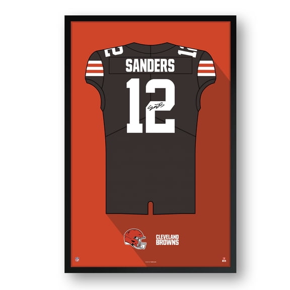 Shedeur Sanders Cleveland Browns Facsimile Signature Framed Jersey Art Print