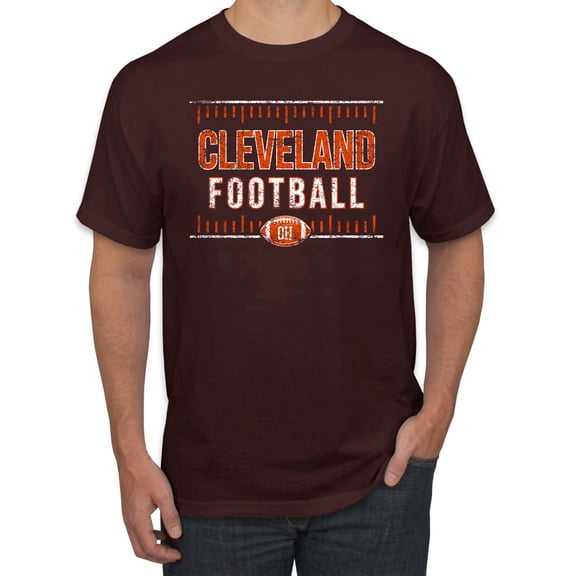 Cleveland CLE Hometown City Football Fan Pride Sports Men's Graphic T-Shirt, Brown, Large