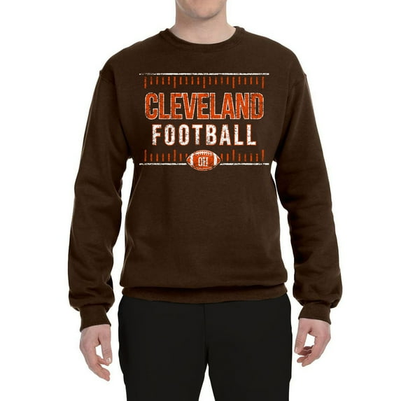 Cleveland CLE Hometown City Football Fan Pride Sports Unisex Crewneck Graphic Sweatshirt, Brown, Small