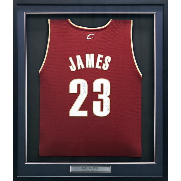 Cleveland Cavaliers LeBron James Autographed Framed Red Reebok Jersey "King James & The Chosen One" PSA/DNA #AS01174