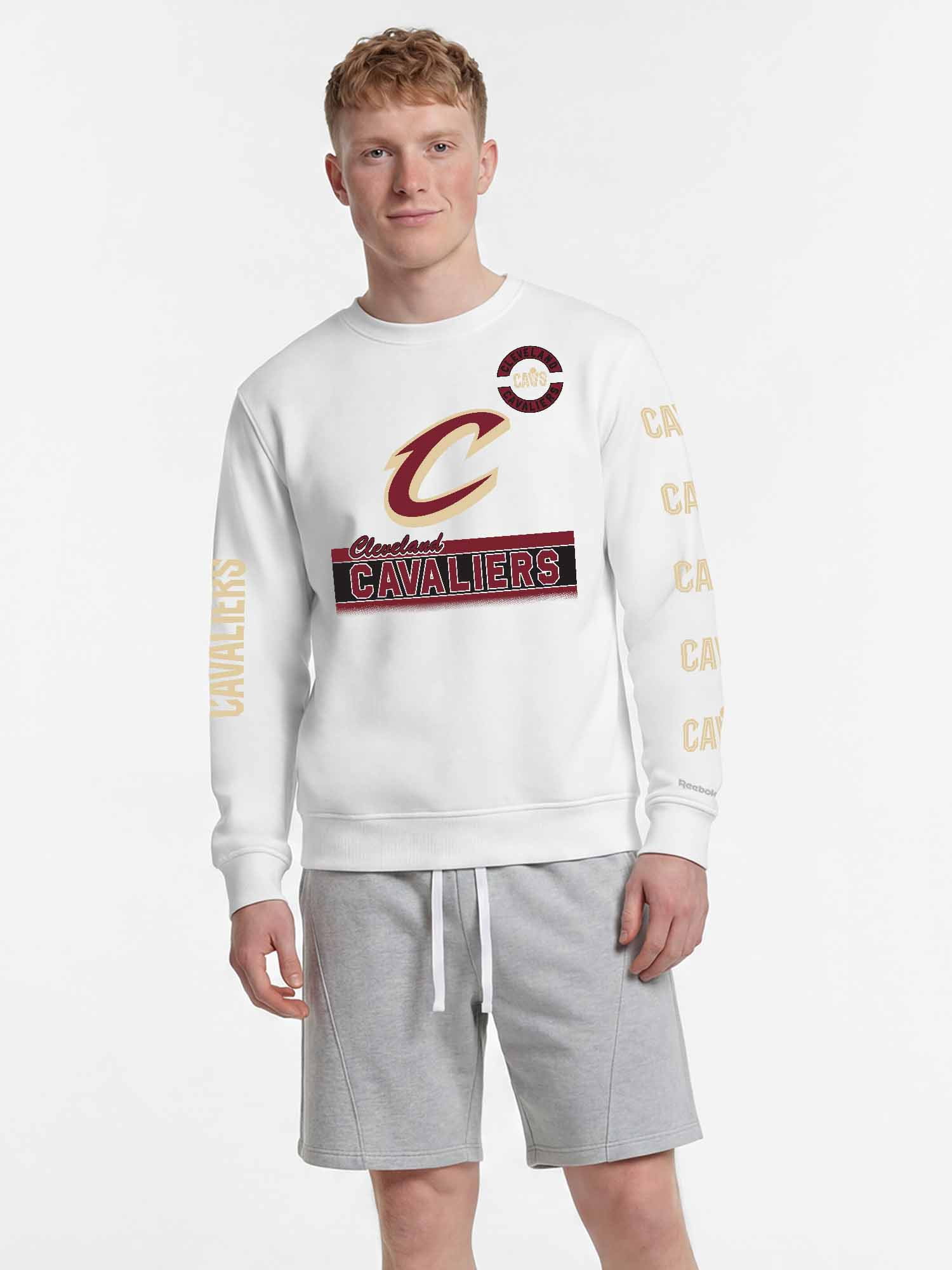 Cleveland Cavaliers Reebok Mens White Crew Sweatshirt