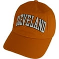 thumbnail image 1 of Cleveland City Name Buckle Back Adjustable Cotton Baseball Cap (Orange/White Script), 1 of 2