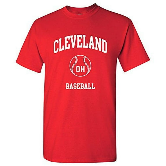 Cleveland Classic Baseball Arch Basic Cotton T-Shirt - Small - Red