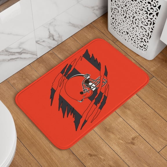 Cleveland Crystal Velvet Lock Edge Floor Mat 40" x 60", Football Team Themed Entryway Floor Mat, Kitchen and Living Room Floor Mat for Home Decor Area Rug