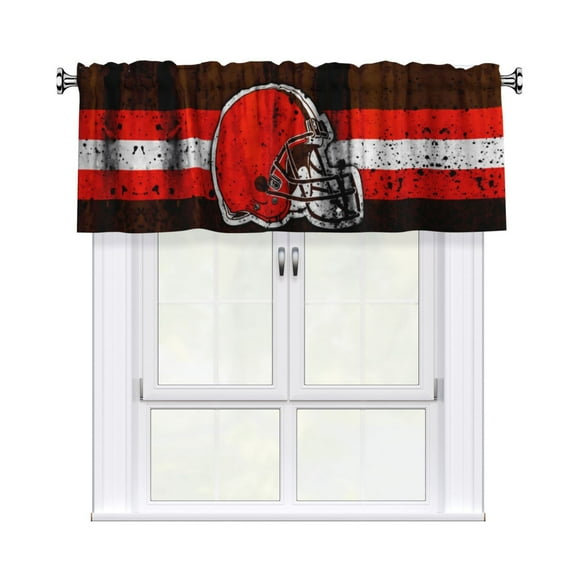 Cleveland Custom Valance Blackout Curtains 54x18 Inches, Easy To Install, Rod Design Suitable For Decorative Curtains In Kitchen, Bedroom, Living Room, Home Decor Gift For Football Fans