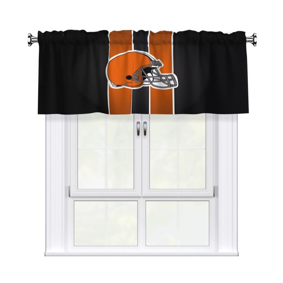 Cleveland Custom Valance Blackout Curtains 54x18 Inches, Easy To Install, Rod Design Suitable For Decorative Curtains In Kitchen, Bedroom, Living Room, Home Decor Gift For Football Fans
