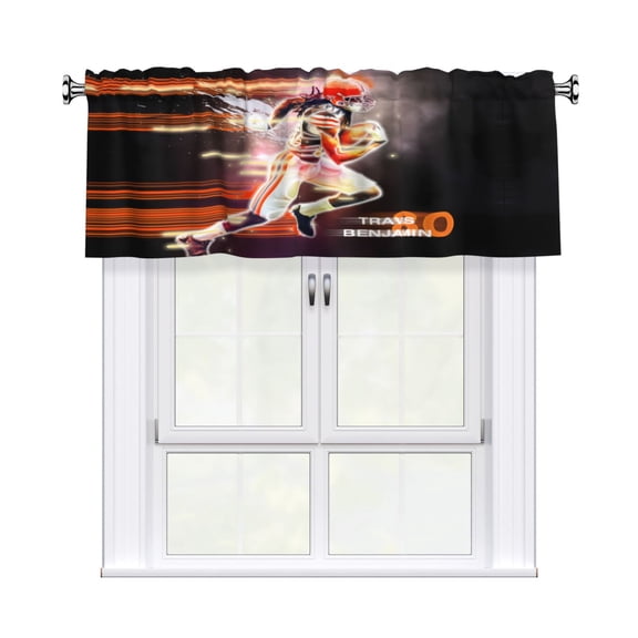 Cleveland Custom Valance Blackout Curtains 54x18 Inches, Easy To Install, Rod Design Suitable For Decorative Curtains In Kitchen, Bedroom, Living Room, Home Decor Gift For Football Fans