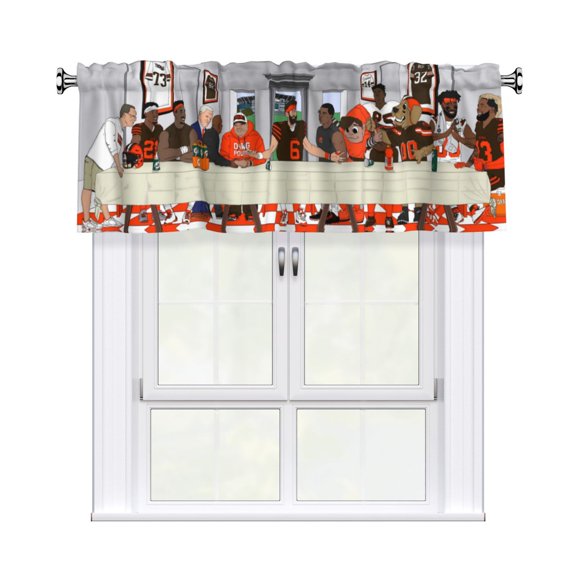 Cleveland Custom Valance Blackout Curtains 54x18 Inches, Easy To Install, Rod Design Suitable For Decorative Curtains In Kitchen, Bedroom, Living Room, Home Decor Gift For Football Fans