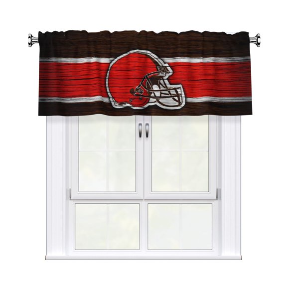 Cleveland Custom Valance Blackout Curtains 54x18 Inches, Easy To Install, Rod Design Suitable For Decorative Curtains In Kitchen, Bedroom, Living Room, Home Decor Gift For Football Fans