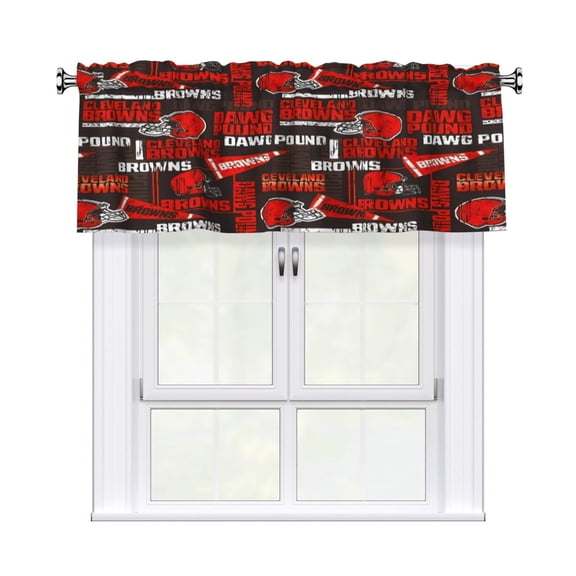 Cleveland Custom Valance Blackout Curtains 54x18 Inches, Easy To Install, Rod Design Suitable For Decorative Curtains In Kitchen, Bedroom, Living Room, Home Decor Gift For Football Fans