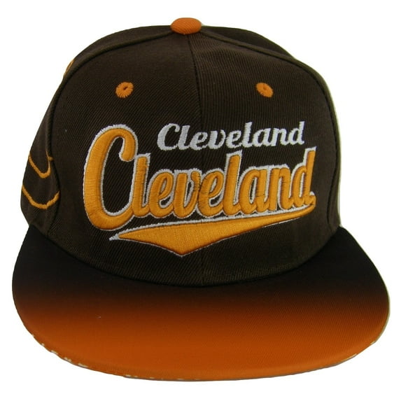 Cleveland Fade Top Printed Bill Adjustable Snapback Baseball Cap (Brown/Orange)