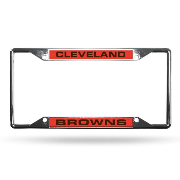Cleveland-Football-Brown's All Corner EZ View Chrome Metal Laser Cut License Plate Frame
