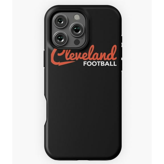 Cleveland Football Script Orange White Phone Case for iPhone 16 15 14 13 12 11 Pro Max