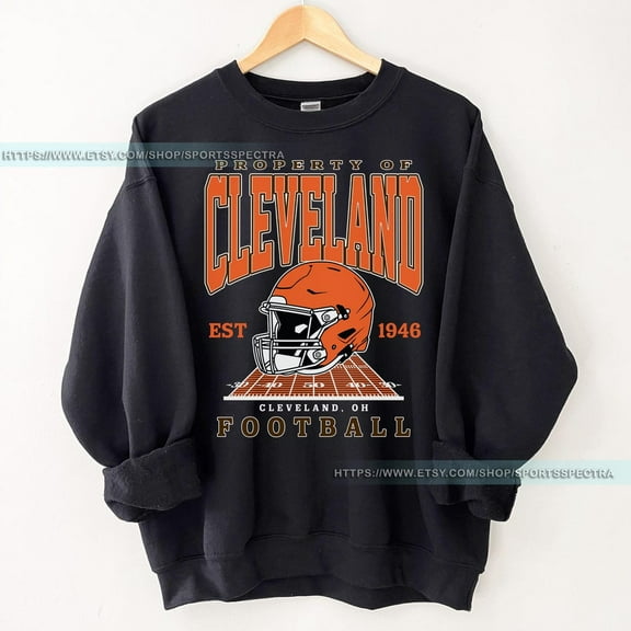 Cleveland Football Vintage Sweatshirt, Retro Cleveland Football Shirt,Black Color,Size M