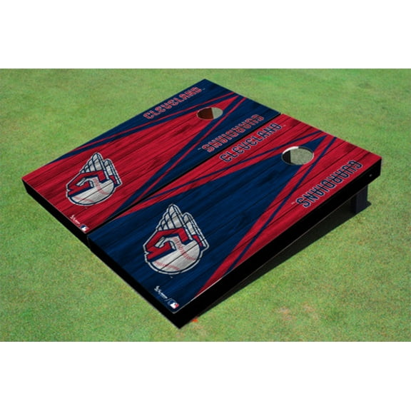 Cleveland Guardians Ball Alternating Wood Look Triangle Cornhole Boards