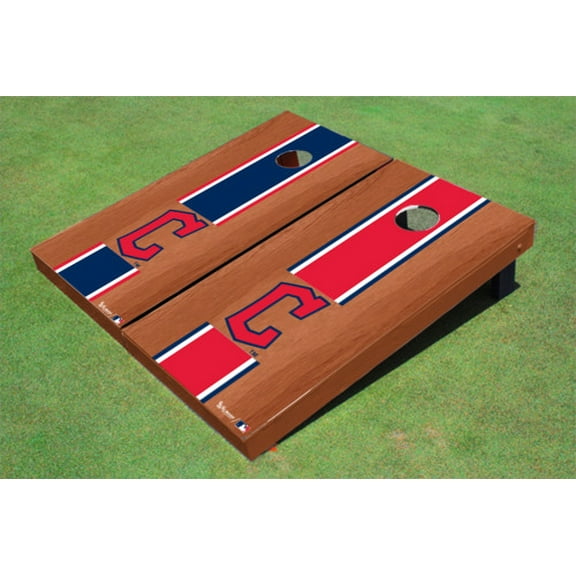 Cleveland Guardians C Rosewood Alternating Long Stripe Cornhole Boards