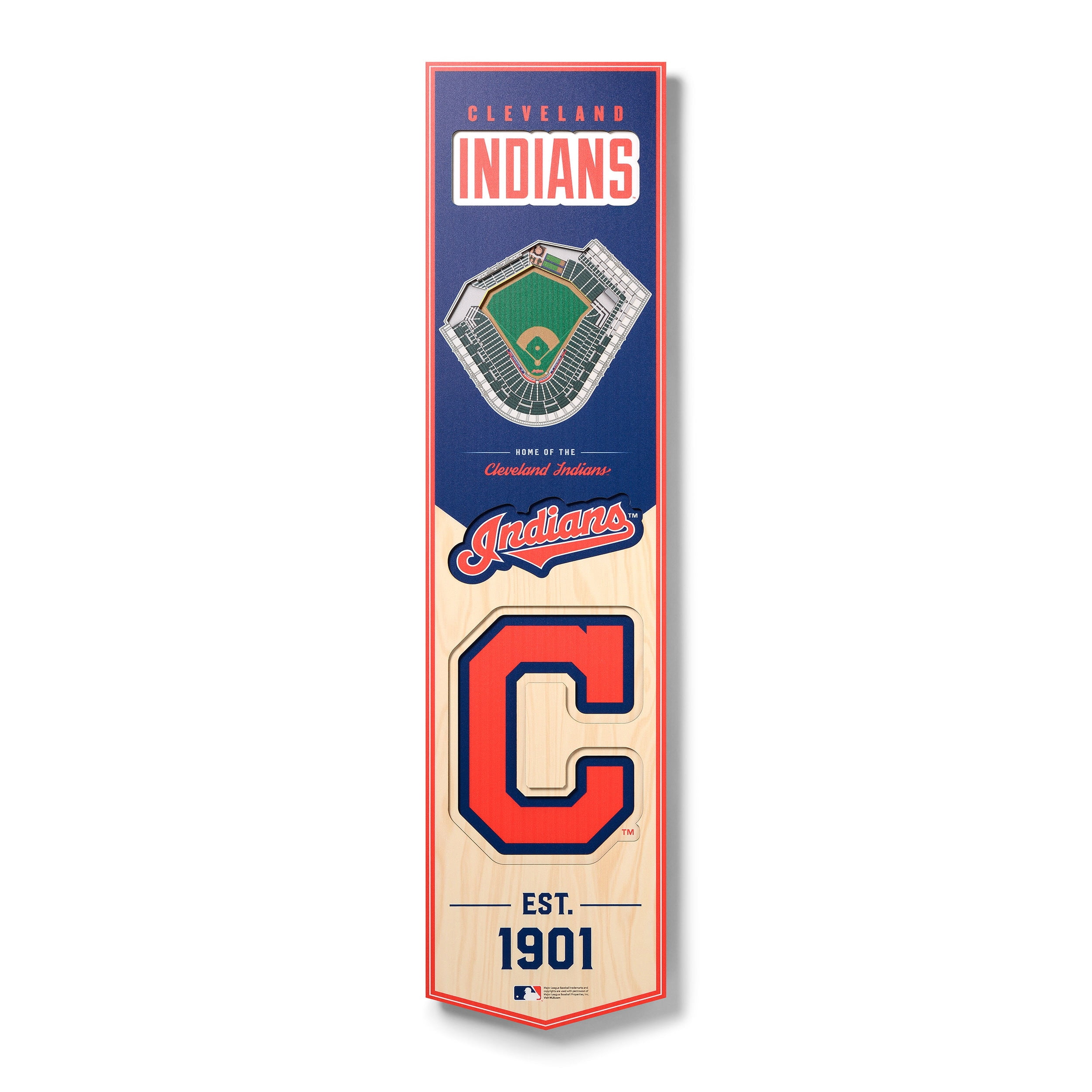 Cleveland Indians 8'' x 32'' 3D StadiumView Banner