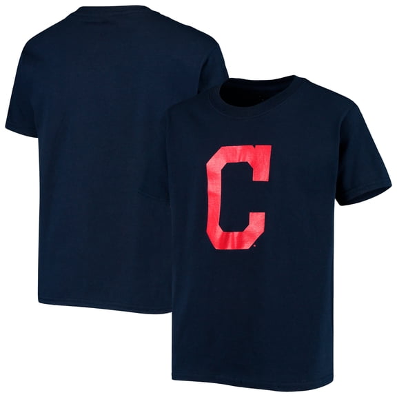 Youth Stitches Navy Cleveland Guardians Team Logo T-Shirt