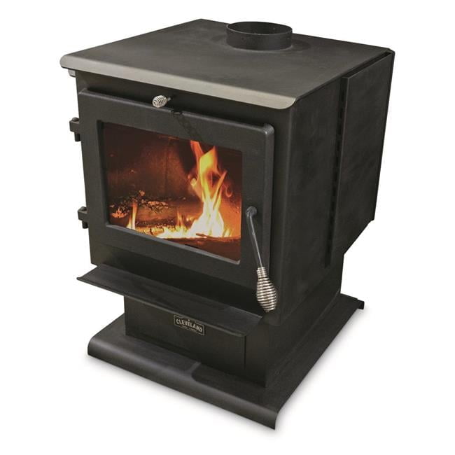 Cleveland Black Iron Medium Wood Stove with Glass Door