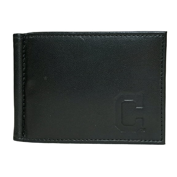 Cleveland MLB Baseball Indians RFID Blocking Shield Black Leather Moneyclip Wallet