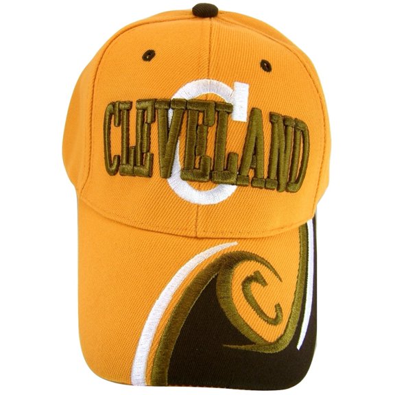 Cleveland Men's C Wave Pattern Adjustable Baseball Cap (Orange/Brown)