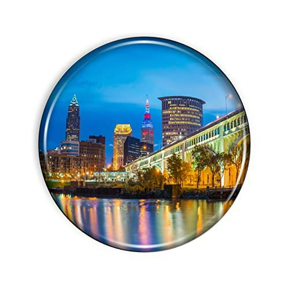 Cleveland Ohio Magnet Strong and Flexible Cleveland Ohio Refrigerator Magnet 1.1 Inch Epoxy Dome