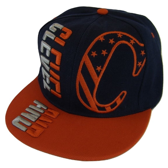 Cleveland Raised Text Adjustable Snapback Baseball Cap (Navy/Red)