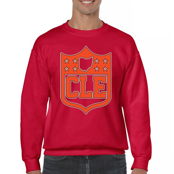 Cleveland Shield Crewneck Sweatshirt Game Night Fantasy Football Fan Lake Erie